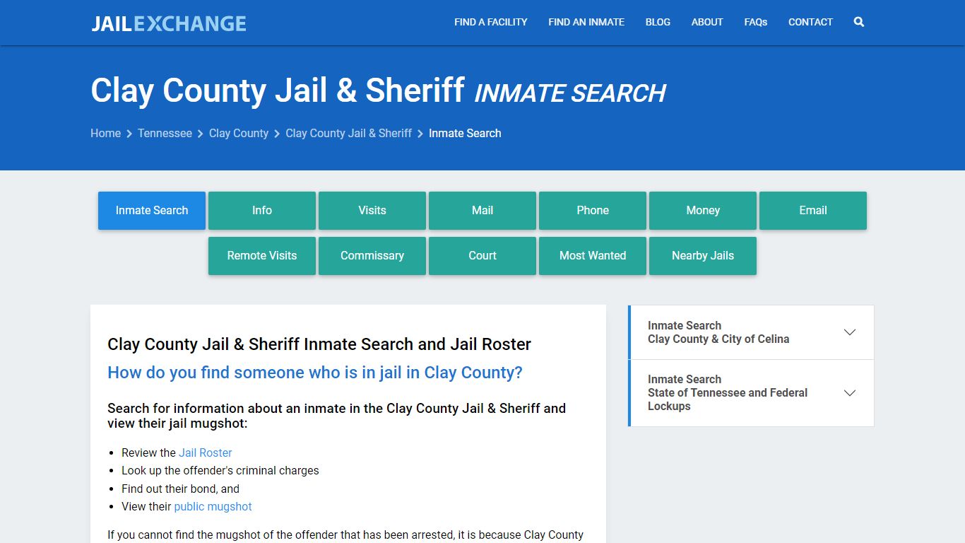 Clay County Jail & Sheriff Inmate Search - Jail Exchange